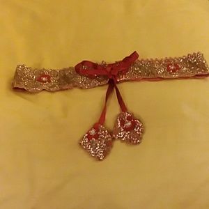Red Sequin Satin Belt